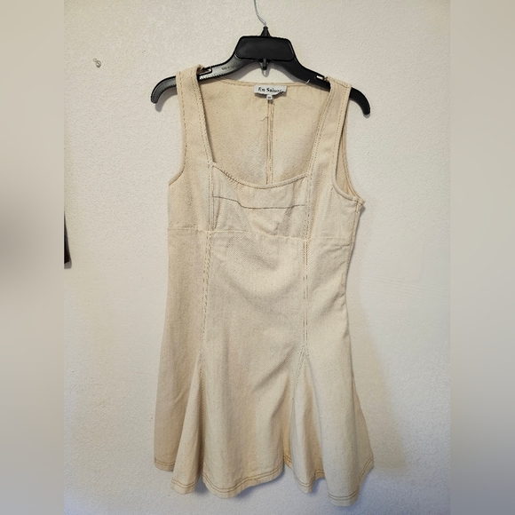 En Saison Ivory Cotton Square Neck Dress Women's Size Large NWOT - Picture 7 of 8